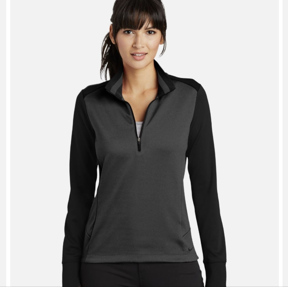Nike Golf 1/4 Zip Pullover Women's XL Ribbed Collar Moisture Wicking Gray/Black